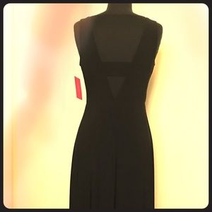 Isaac Mizrahi maxi black dress mesh accents, 10